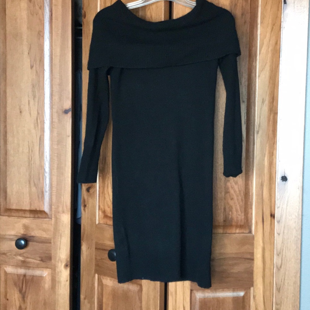 Black off the shoulder sweater dress